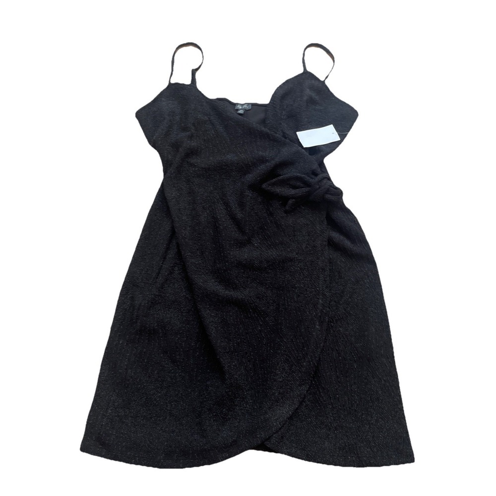 Lily Rose Dress Women's XXL Little Black Glitter Ruched Spaghetti Straps